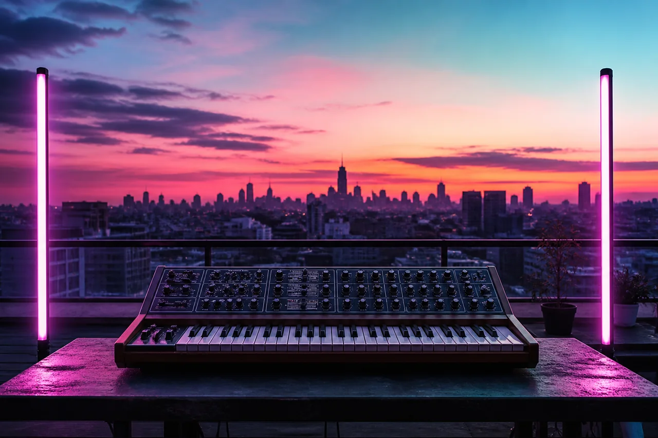 Neon Sunrise Synthwave cover art